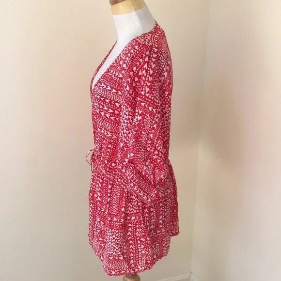 VICTORIA'S SECRET OS red printed duster or cover up - Picture 2 of 9